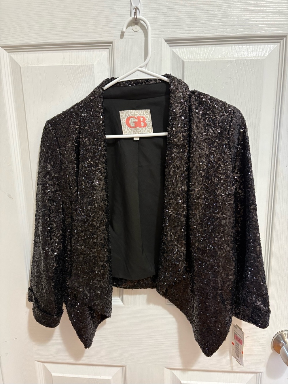 Gianni Bini Black Sequin Moto Jacket